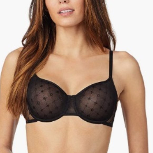 Dkny Other - DKNY Women's Monogram Mesh Unlined Demi Bra, Black 32C